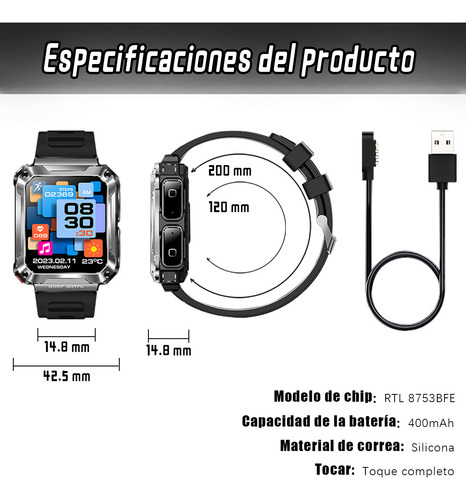 Smartwatch Reloj Inteligente Bluetooth Con Auriculare 1.96