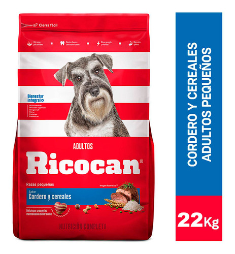 Comida Perro Adulto Pequeño Ricocan Cordero Y Cereales 22kg