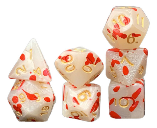 6 Juego De Dados Poliédricos De 7 Piezas, Rojo