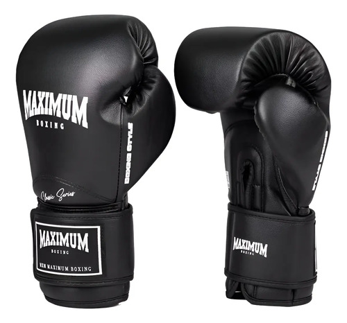 Luva Maximum Easy NewClassic Boxe Muay Thai Kickboxing Preto Tamanho 14oz resistente