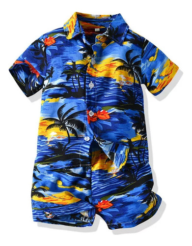 Conjunto Camisa Pantalón Corto Estampado Hawaiano Niño