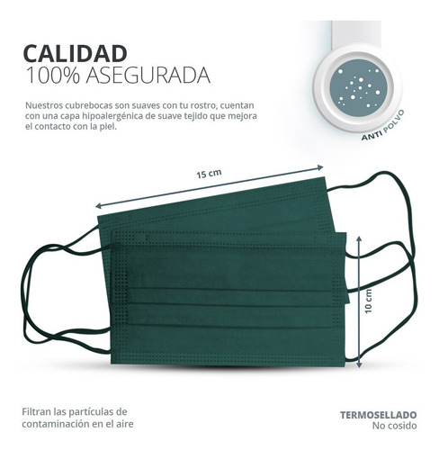 Imagen 6 de 8 de Cubrebocas Plisado Tricapa Termosellado Máxima Protección
