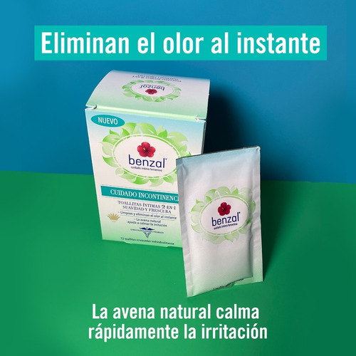 Benzal Toallitas Íntimas Cuidado Incontinencia 2 En 1
