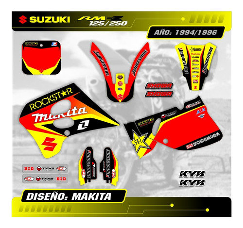 Kit Calcos Gráfica Suzuki Rm 125/250 1994/96 