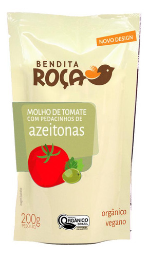 Molho De Tomate Com Azeitona Orgânico E Vegano Sachê 200g