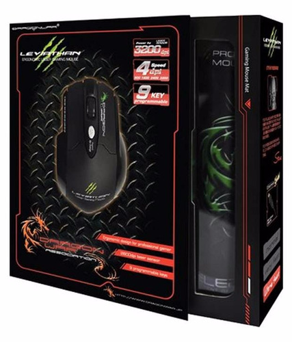 Mouse Gamer Dragon War Ele-g1 Leviathan 3200 Dpi + Mouse Pad