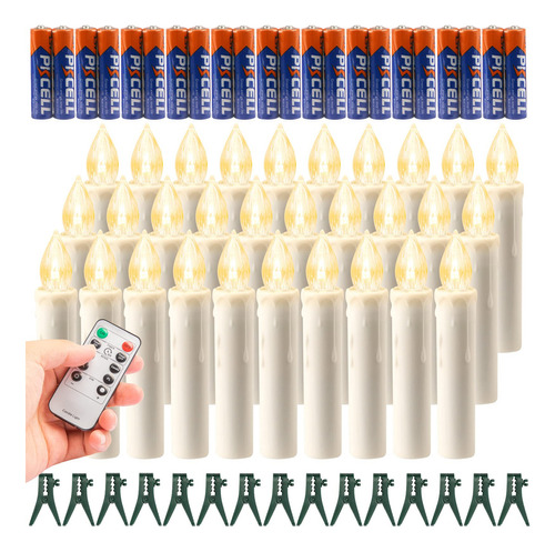 Paquete De 20 Velas Led Cnicas De Batera, (control Remoto Y