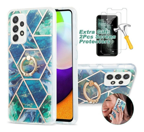 Funda Para Samsung Anti-caída Carcasa Anillo 2pcs Películas