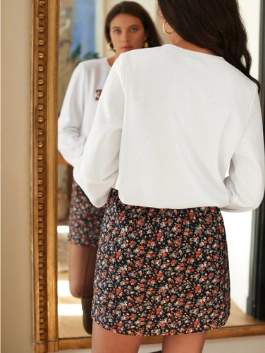 Conjunto Shein Polerón Con Estampado Y Falda Floreada
