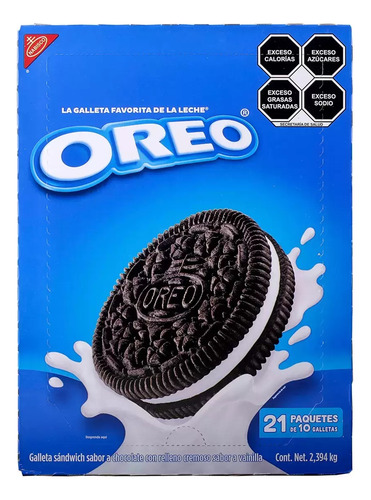 Oreo Galletas Chocolate Relleno Sabor Vainilla 21pzs De 114g