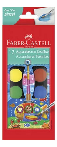 Estuche para tabletas con acuarela, 12 colores, pincel Faber Castell, colores surtidos