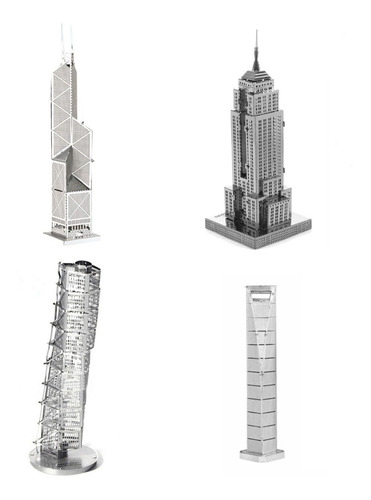 Arquitectura - Edificios Kit 4 Rompecabezas 3d Metal Model