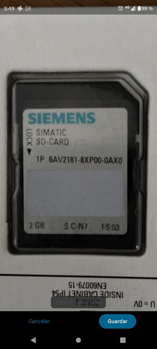 Tarjeta De Memoria Siemens Simatic 6av2 181-8xp00-0ax0 2 Gb 