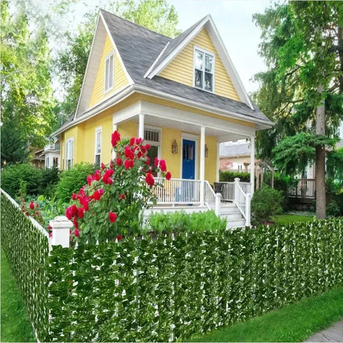 Cerca Artificial Folhas Plástico Decoração Varanda Jardim