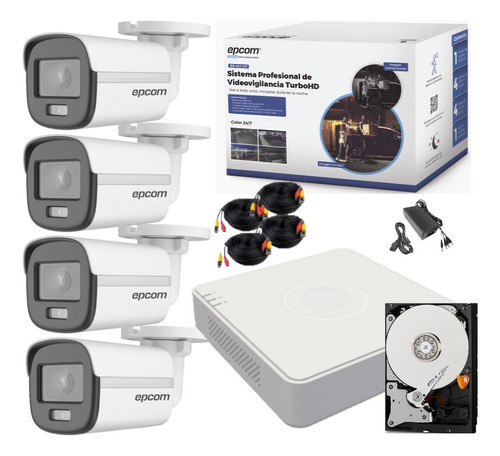 Kit Videovigilancia 4 Camara Metalicas Colorvu Dvr 2mp 500gb