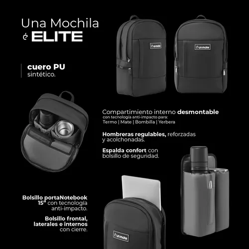 Una Mochila Matera Un Mate Elite Porta Notebook Cuero Pu