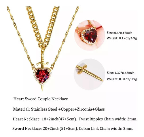 Collar Con Forma De Espada En Forma De Corazón Para Parejas