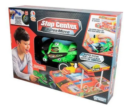 comprar Auto Posto Stop Center Lava Rápido Super Moto Que Saí Água De Verdade Brinquedo Infantil