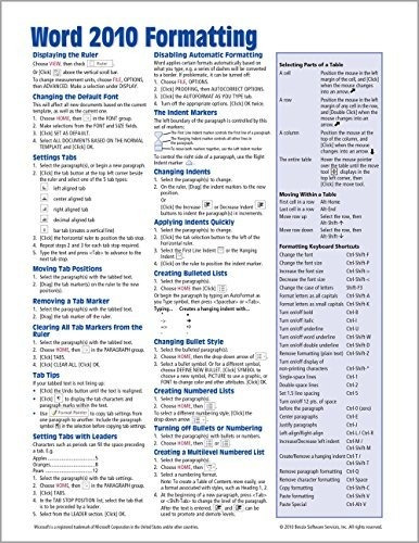 Book : Microsoft Word 2010 Formatting Quick Reference Guide