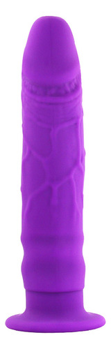 Pênis Super Fino Com Ventosa Em Silicone 14x3cm Cor Roxo