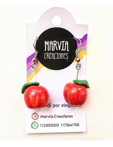 Aritos Colgantes Porcelana Fría Hecho A Mano X Pedido Frutas