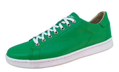 Tenis Sneakers Piel Color Verde #25 Al#29