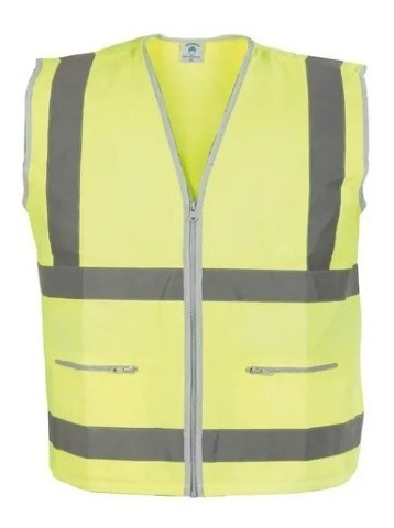 Chaleco Alta Visibilidad Gabardina Amarillo Fluo Reflectivo