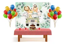 Comprar Fondo De Tela Animalitos Selva Decorar Candy Bar Cumpleaños