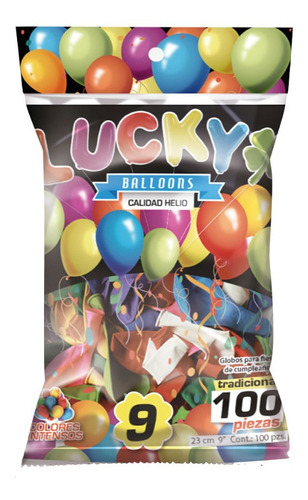 Globos Metalicos Lucky Balloons #9, 100 Piezas Por Bolsa
