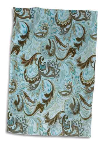 Toalla 3d Rose Abstract Brown N Aqua Paisley Twl__1, 15 X 22