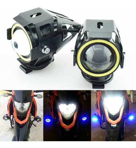 Imagen 3 de 5 de Faro Led Universal U7 Auxiliar Motos Ojo Angel Alta Baja