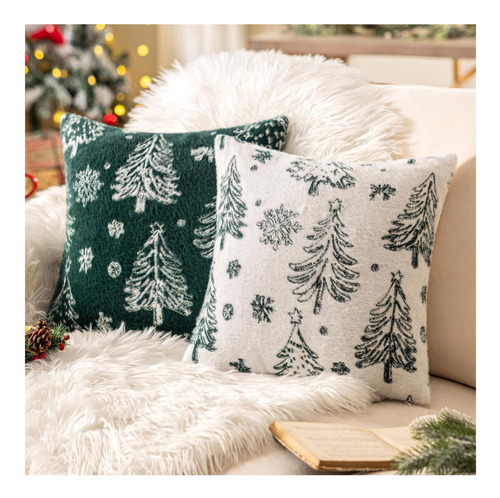 Cubiertas De Almohada De Árbol De Árbol De Navidad Verde Sin