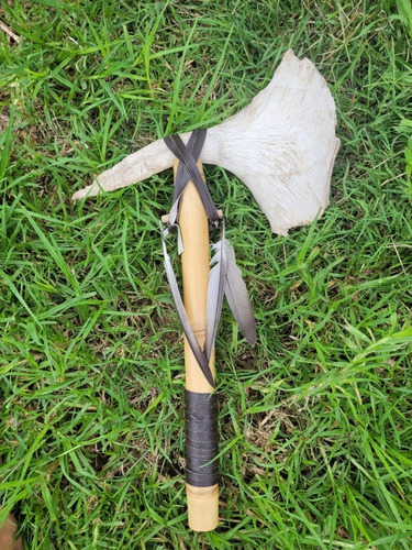Hacha Tomahawk Nativa Americana - Hueso Y BambĂș - Deco