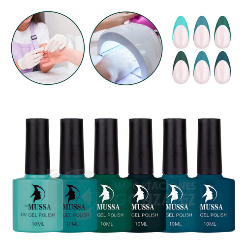 Gama De Gel Semipermanente Mussa® 6 Esmaltes Para Uñas Uv Color Gama K