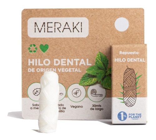 Imagen 2 de 3 de Hilo Dental Biodegradable Meraki Refill Repuesto Eco Vegano