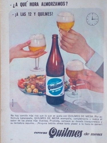 Propaganda Antigua Cervesa Quilmes Años 60 Original !!
