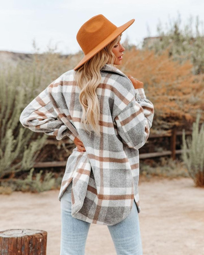 Nuevo Chaqueta De Abrigo Con Botones Y Camisa De Franela A