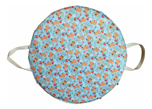 Playmat De Juego Para Bebés Impermeable Y Acolchada Bolso Carpincho Celeste