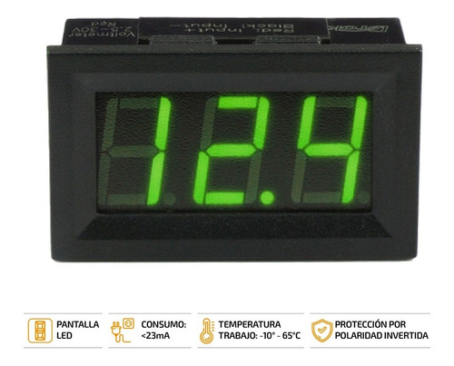 Imagen 2 de 5 de Volimetro De Panel Con Display Medidor De Voltaje 3 Digitos
