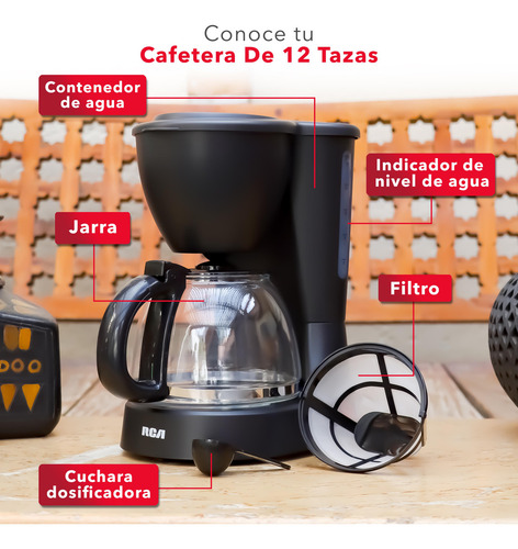 Rca Cafetera Eléctrica 12 Tazas Rc-caf2 Antigoteo Negro