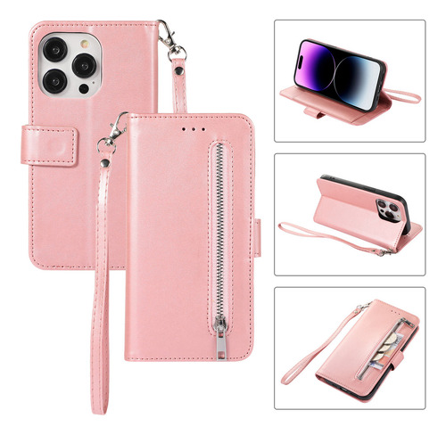 Funda Para Samsung Galaxy A7 2018/ A8 2018/ J4 2018, Funda Tipo Cartera Con Cierre, Correa Para La Muñeca, Función Atril
