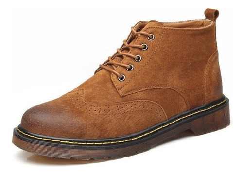 Suela De Goma, Zapatos Martin Altos De Piel Para Hombre 7055