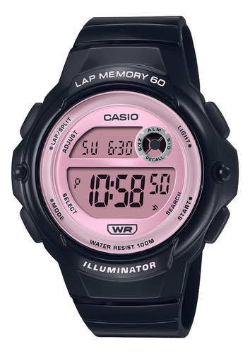 Reloj Casio Lws-1200h Digital Crono Luz Timer 3 Alarmas Fondo Rosa