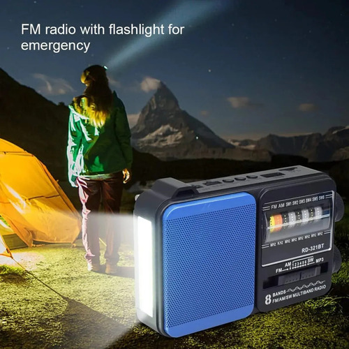Radio Portatil 5w Recargable Usb O 2 Pilas D, Con Linterna