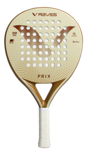 Paleta Padel Reves Prix Fibra De Vidrio Redonda + Color Beige