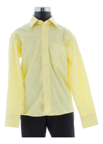 Camisa Vestir Niño Color Amarillo Claro Manga Larga 2 A 18