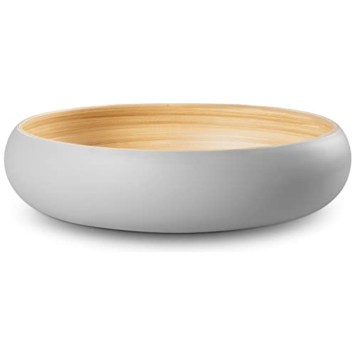 Bamboo Fruit Bowl For Kitchen Counter, 12 Inch Large & ...