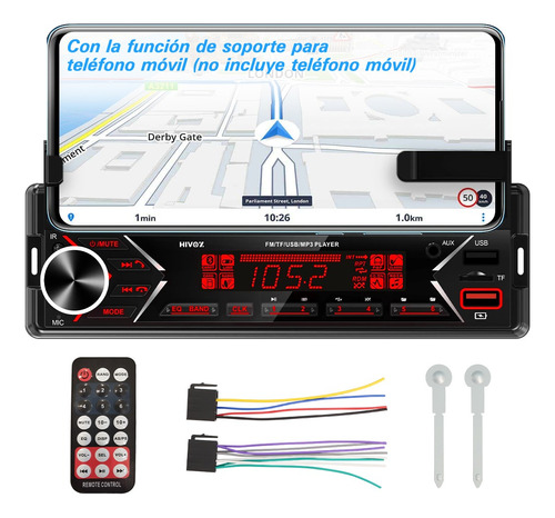 Auto Estéreo Bluetooth Mp3 Radio Aux Usb Sd Y Soporte Móvil