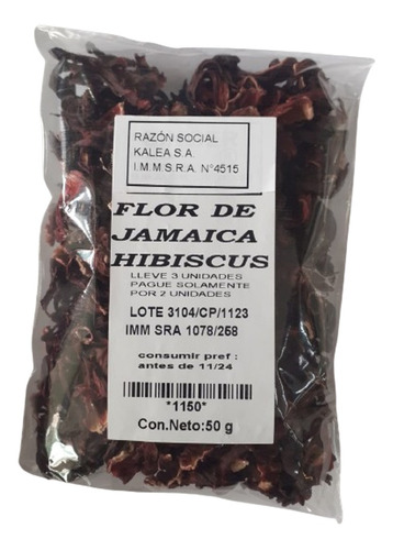 Flor De Jamaica-hibiscus 50g. Lleve 3 Pague 2
