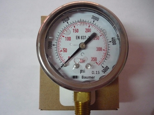 Imagen 2 de 2 de Manometro De 0-5000 Psi, Conexion Baja 1/4npt Dial 2,1/2 16$